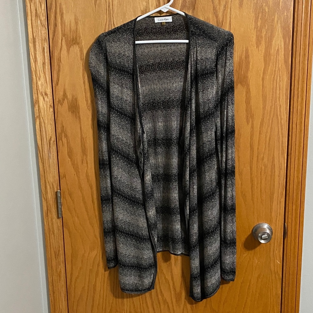 Calvin Klein Women's Black and Gray Open Cardigan